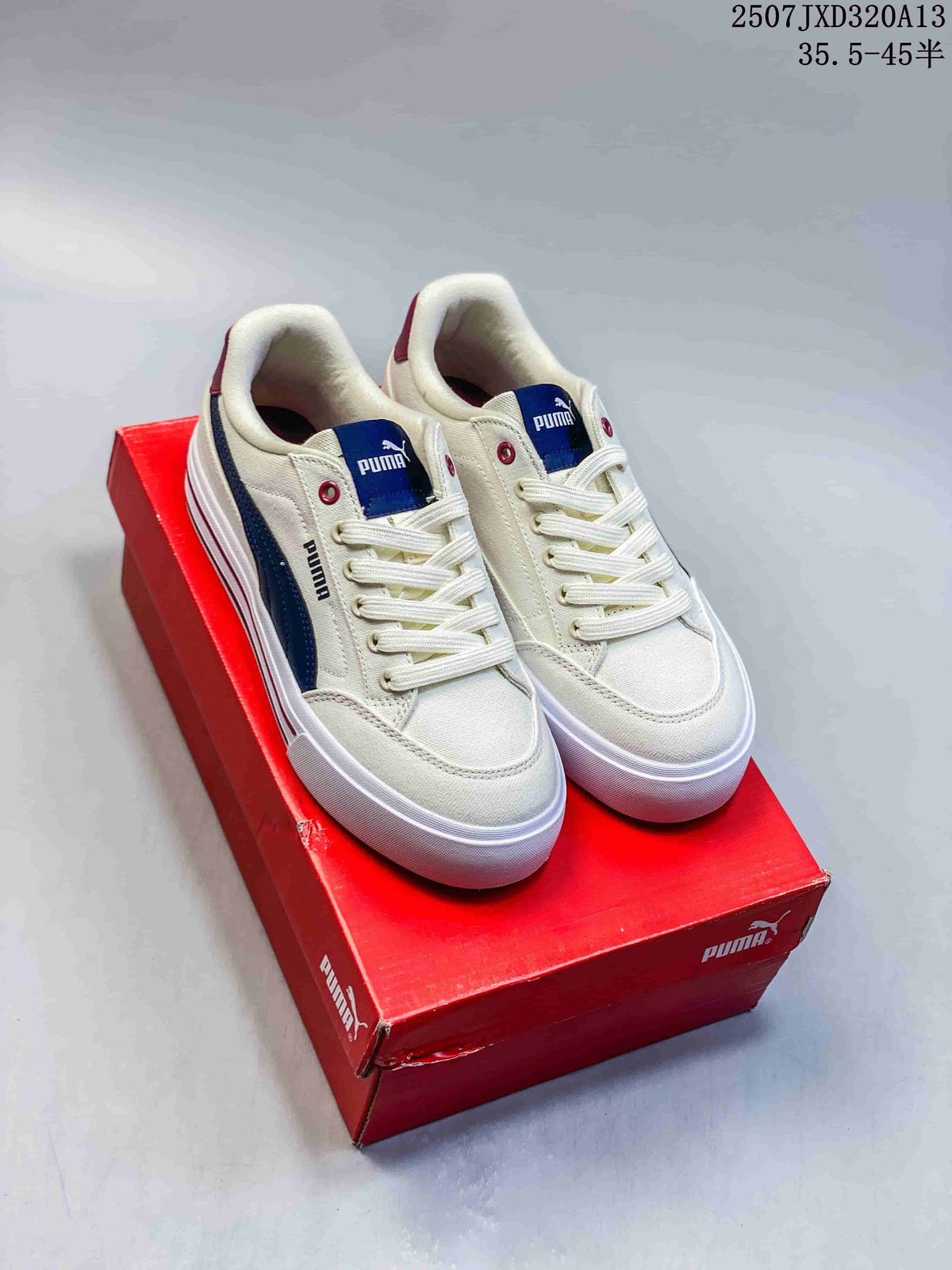 PUMA Palermo Leather Sneakers, Cream, Navy and Burgundy