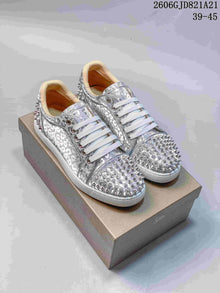 Christian Louboutin Louis Junior Spikes Silver Low-Top Sneakers