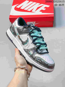 Nike Dunk Low Retro DIY Custom Sneakers in Gray and White