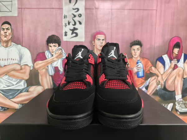 Jordan 4 Black and Red Basketball Sneakers