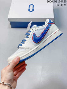 Jordan Air Jordan 1 Low Fragment Travis Scott Style Sneakers, White Blue