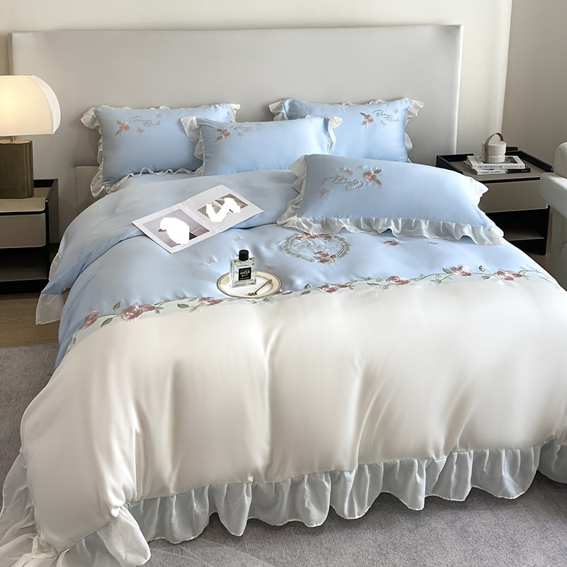 European And American Light Luxury Four-piece Bedding, High-end Embroidery Lace Quilt Cover, Bed Sheets, Princess Style