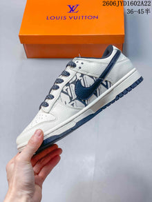 Nike SB Dunk Low White Navy Pattern Sneakers