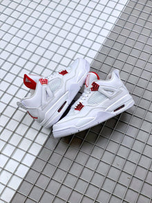 Air Jordan 4 Red Metallic White and Red Sneakers