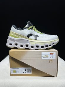 On Cloudmonster 2 Running Shoes in White and Lime