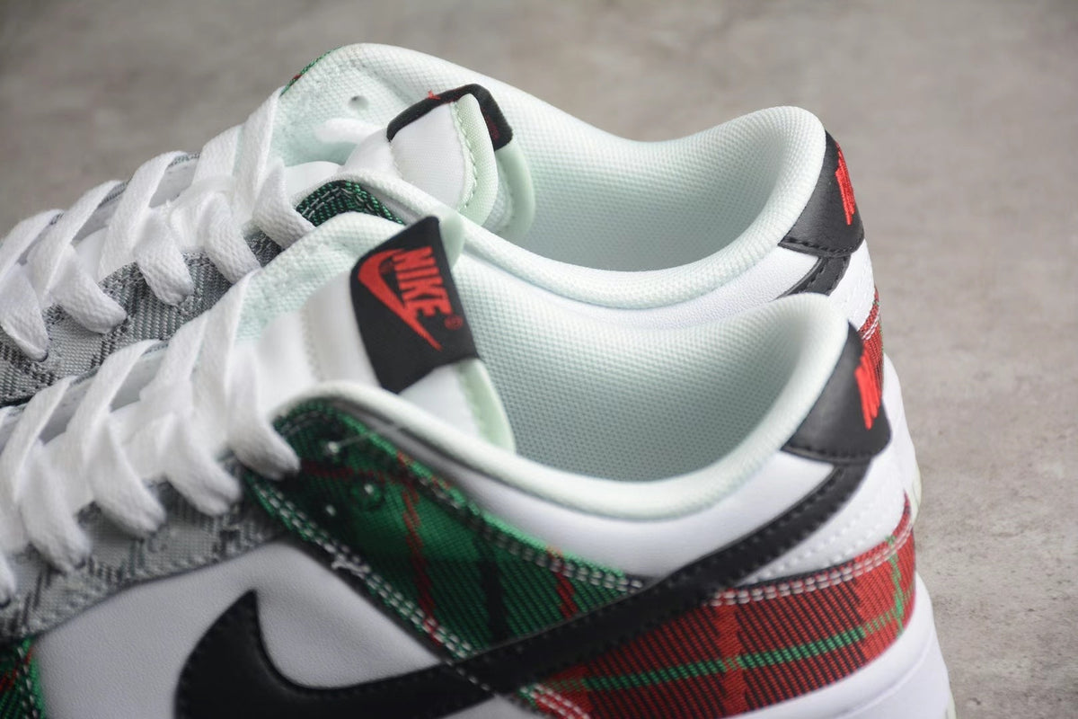 Nike SB Dunk Low Plaid Sneakers Red Green DV0827-100