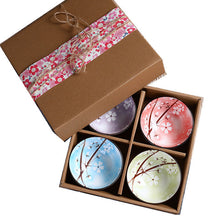 Japanese Blossom Rice Bowls - Ceramic Tableware Set - Authentic Hand Painted Porcelain Bowls