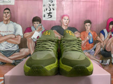 Green Basketball Sneakers with Sculpted Sole