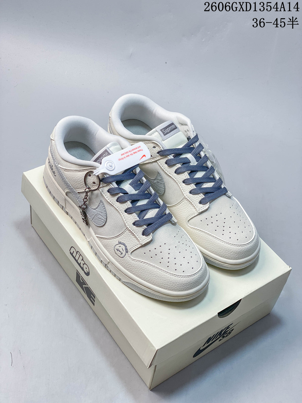 Nike Dunk Low DIY Custom Sneakers in White and Gray