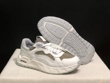 Off-White White and Grey Leather Low-Top Sneakers