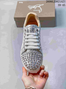 Christian Louboutin Louis Junior Spikes Silver Low-Top Sneakers