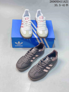 adidas Samba Low-Top Sneakers in White and Pink