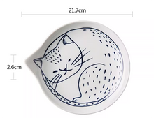 Cat Shaped Japanese Ceramic Plate