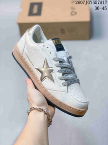 Golden Goose Ball Star White Leather Sneakers with Gold Star