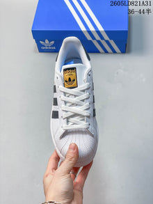 Adidas Superstar White and Black Shell-Toe Sneakers