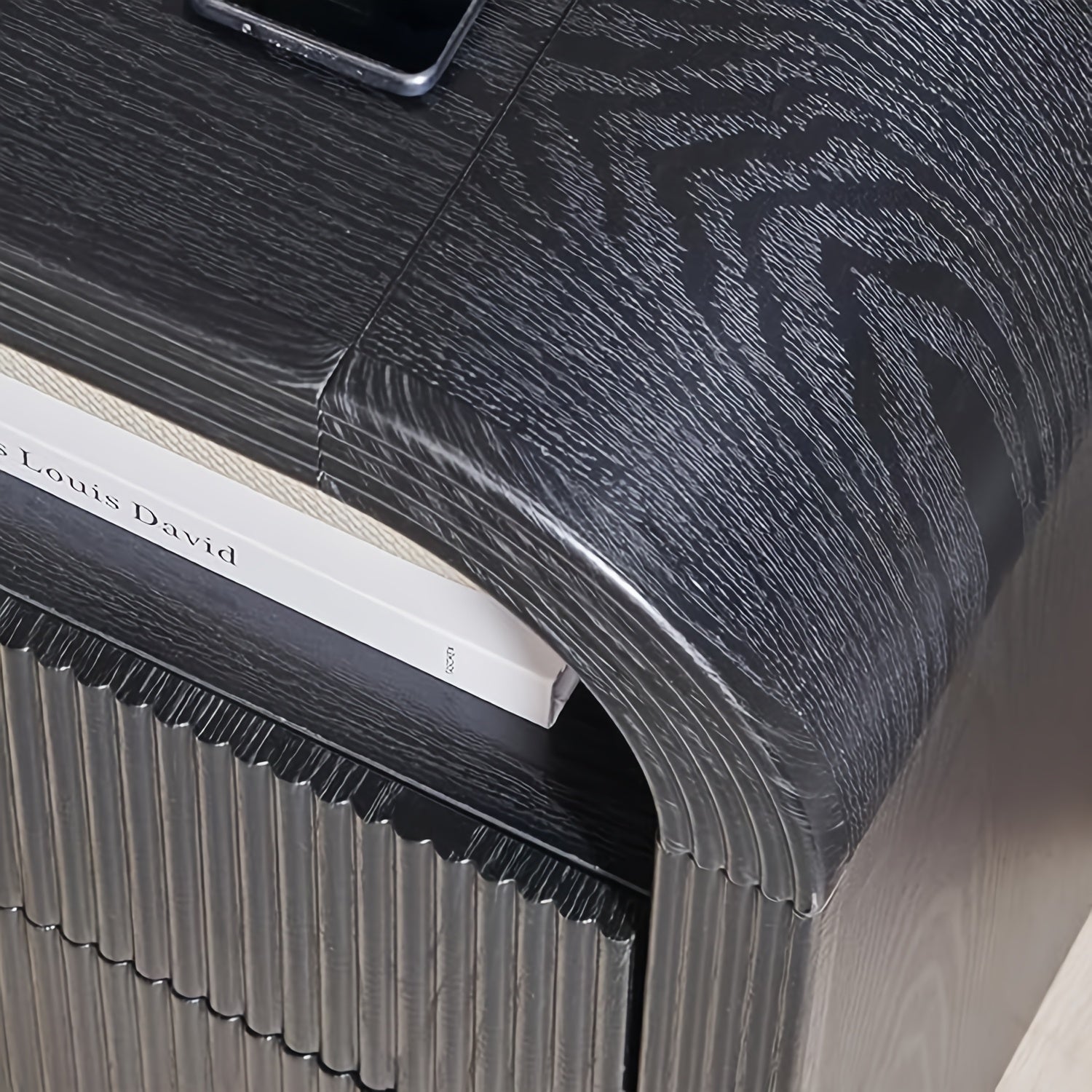 Vertical Striped Double Drawer Nightstand (With Charging Function), 24-Inch Modern Rounded Corner Design, Suitable for Bedroom And Living Room Storage Side Table