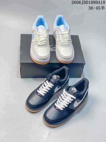 Nike Air Force 1 Low Sneakers, Blue and White, Gum Sole