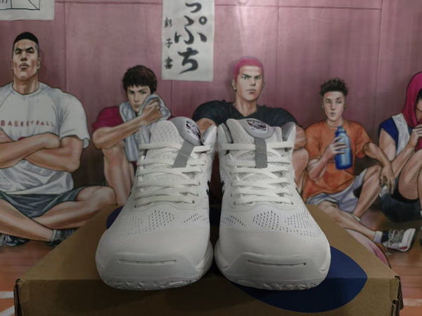 ASICS White and Blue Basketball Sneakers