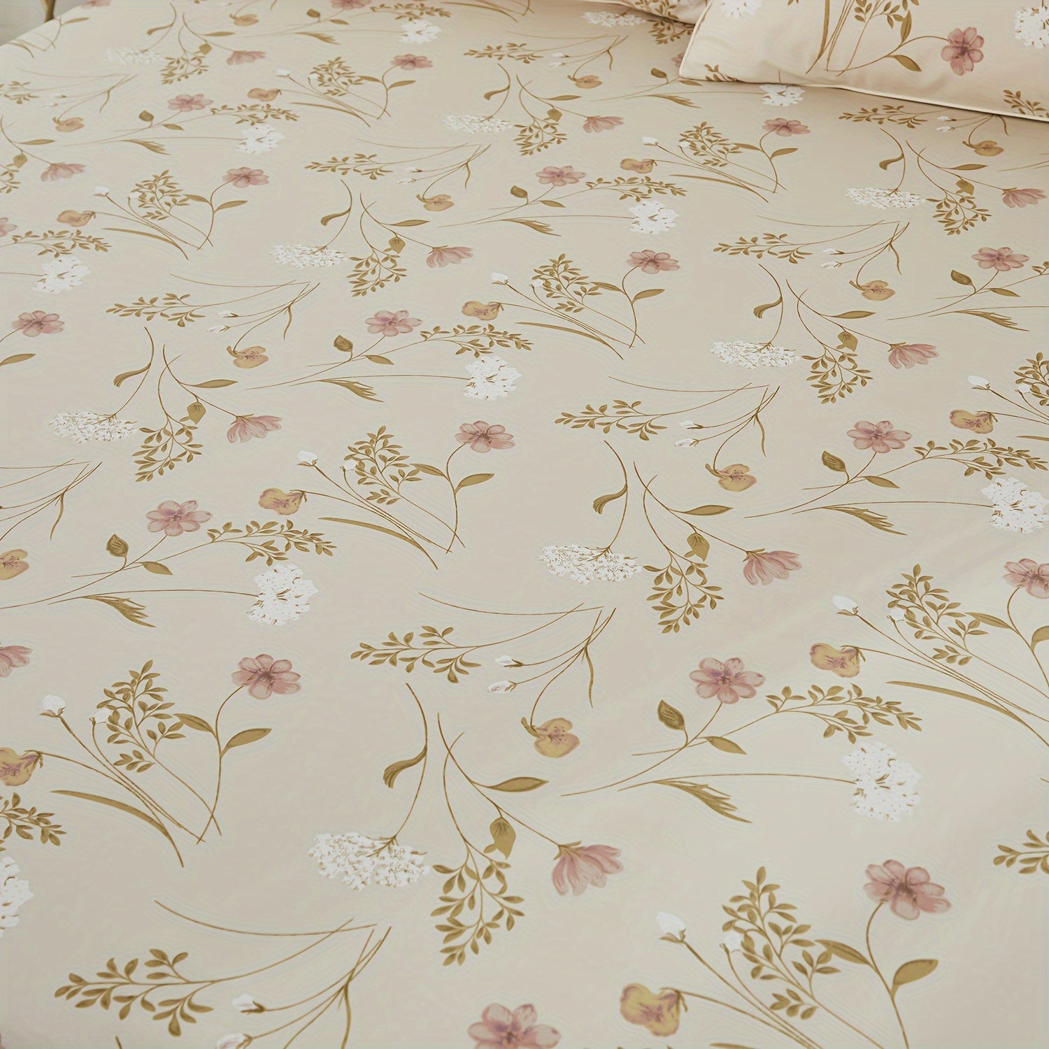 4pcs 600TC 100% Egyptian Cotton Fitted Sheet Set (1*Fitted Sheet+1*Flat Sheet+2*Pillowcase, Without Core), Luxury Elegant Floral Shabby Chic Bedding Set, For Bedroom Guest Room Student Dorm All Seasons