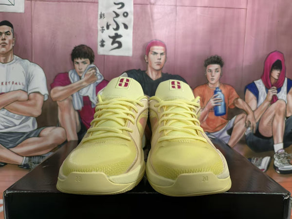 Nike Yellow Basketball Sneakers with Navy and Red Accents