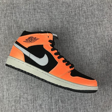 Air Jordan 1 Mid Sneakers in Black, Orange and Grey 554724-062