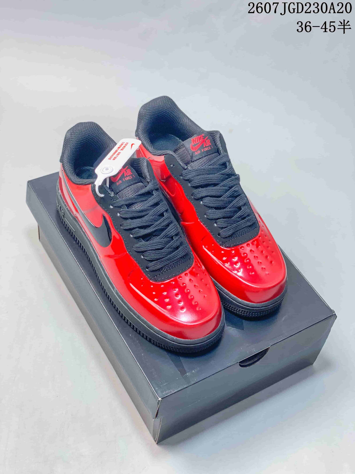 Nike Air Force 1 Low Red Black Patent Sneakers