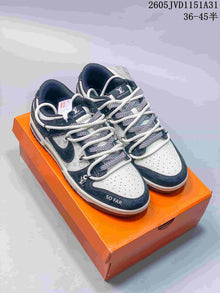 Nike SB Dunk Low-Style Sneakers in Navy and White