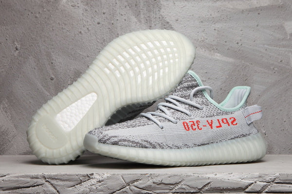 Yeezy 350 V2 Sneakers in Gray with Mint Accents