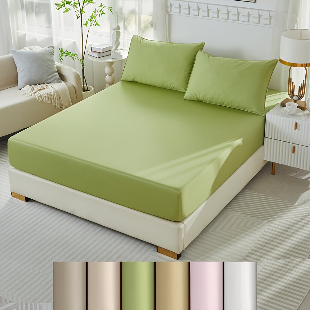 3pcs 100% Polyester Fitted Sheet Set, (1*Fitted Sheet + 2*Pillowcases, Without Core), Deep Pocket Up to 18\