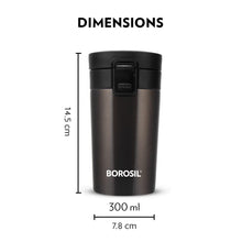 Borosil Coffeemate 300 ML Vacuum Insulated Stainless Steel Travel Mug | 8 Hours Hot and 14 Hours Cold | 1 Pc