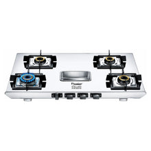 Prestige Stellora 4 Burner Stainless Steel Gas Stove | Wind Guard Pan Support | Silver