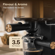 Prestige Espresso 800 Watts Coffee Maker | Detachable Drip Tray | Built-In Milk Frother | Black & Gold