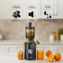 Prestige Natura 200 Watts Cold Press Slow Juicer | 105mm Wide Chute | Interlocking Safety | Reverse Function | Juice and Pulp Collectors | Black