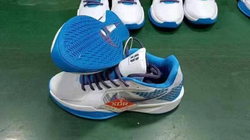 Blue and White Low-Top Athletic Sneakers