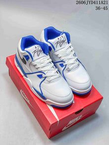 Nike Flight Legacy Mid-Top Sneakers, White and Blue