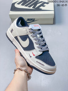 Nike Dunk Low Retro Custom-Style Sneakers, Navy and White