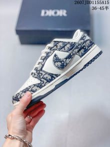 Nike SB Dunk Low White Navy Dior Pattern Sneakers