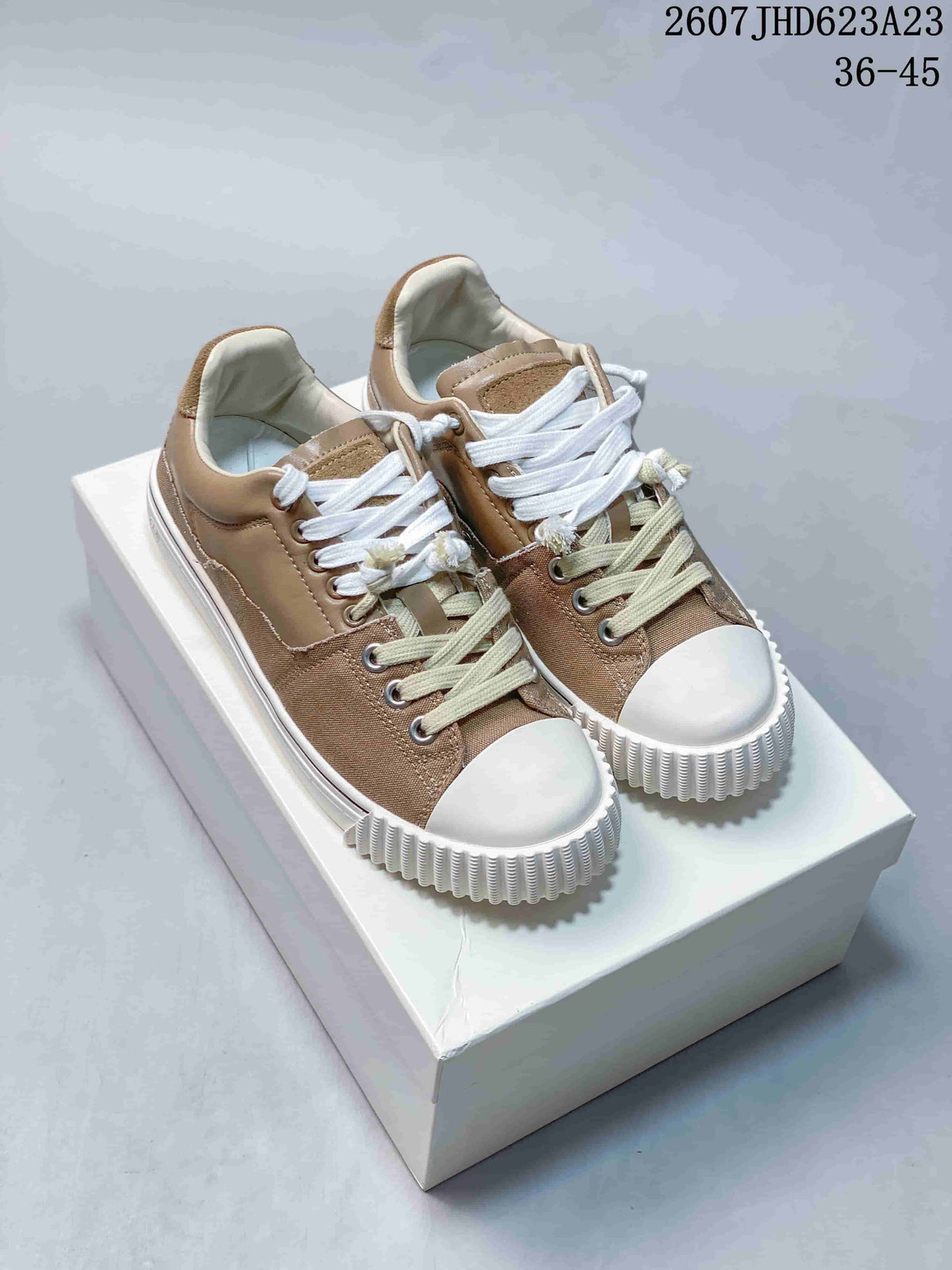 Maison Martin Margiela Canvas Leather Sneakers Taupe 2607JHD623A23
