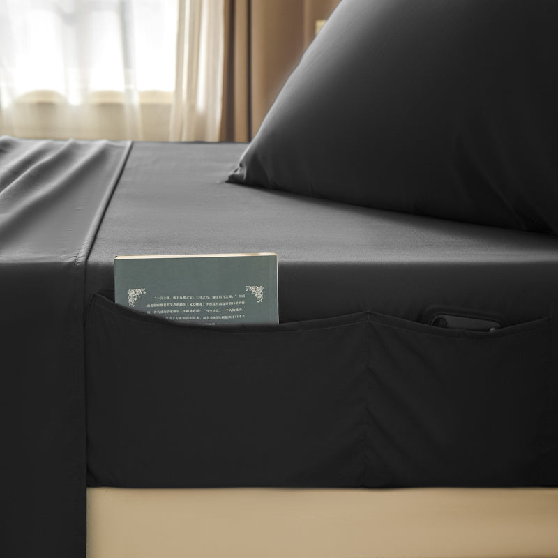 WERVITY Queen Size 4pcs Bedding - Comfortably Breathable And Refreshingly Cool - Ultra-soft Bedding - Wrinkle-resistant And Easy to Care for - White Bedding with Convenient Storage Pockets At The Headboard, Perfect for Bedrooms And Guest Rooms