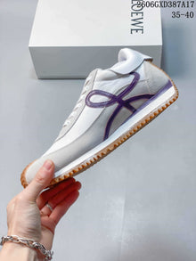 Loewe White and Purple Lace-Up Sneakers