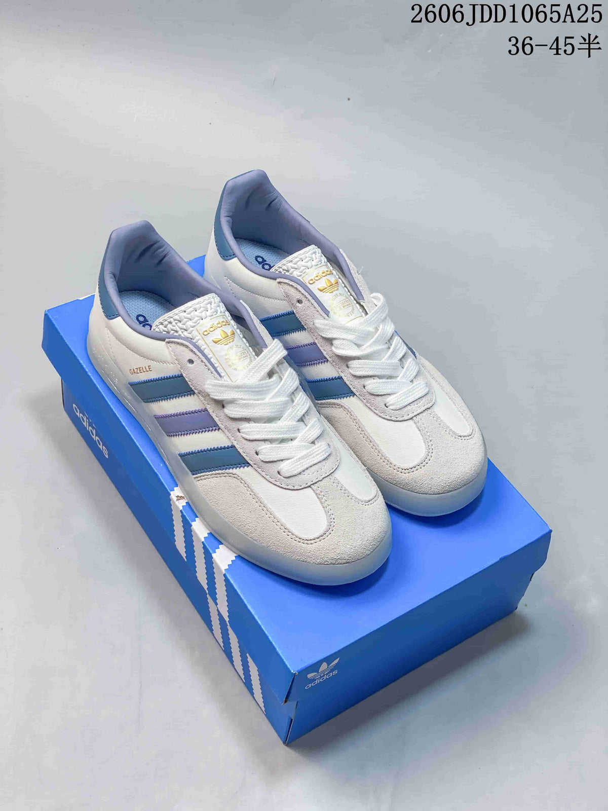 Adidas Gazelle Low-Top Sneakers in White and Blue
