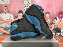 Jordan 13 Retro Black and Blue Basketball Sneakers