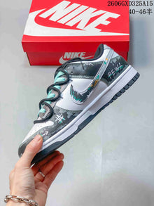 Nike Dunk Low Retro DIY Custom Sneakers in Gray and White