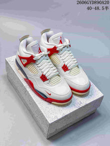 Nike Air Jordan 4 Retro White and Red Mid-Top Sneakers
