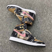 Jordan 1 Mid Paisley Sneakers Black Brown Pink