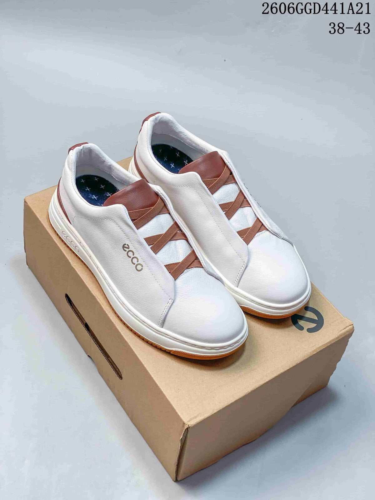 ECCO Casual Sneakers White and Brown 2606GGD441A21