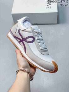 Loewe White and Purple Lace-Up Sneakers