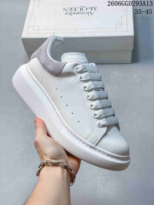 Alexander McQueen White Low-Top Sneakers with Gray Heel
