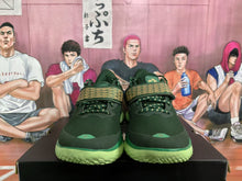 Green Basketball Sneakers with Gold Pattern