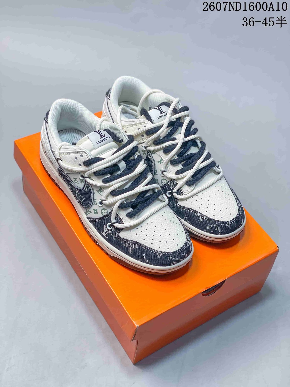 Nike SB Dunk Low White and Navy Low-Top Sneakers